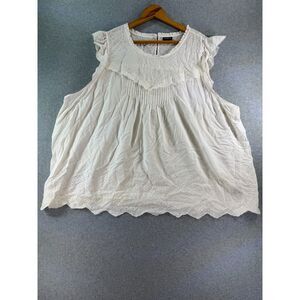 Torrid White Eyelet Embroidered Flutter Sleeve Babydoll Blouse Plus Size 4X 3458
